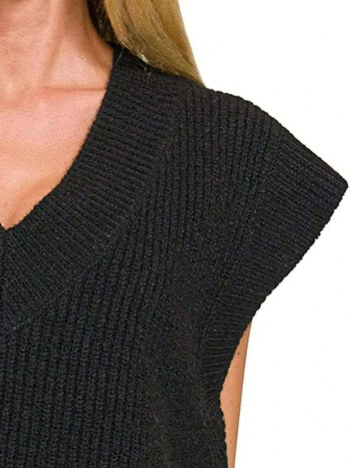 Zenana Oversized Sweater Vest with Side Slit