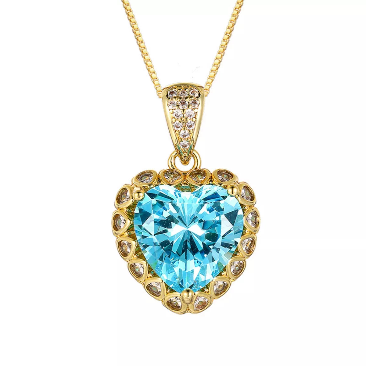 Heart-Shaped Aquamarine Pendant Necklace