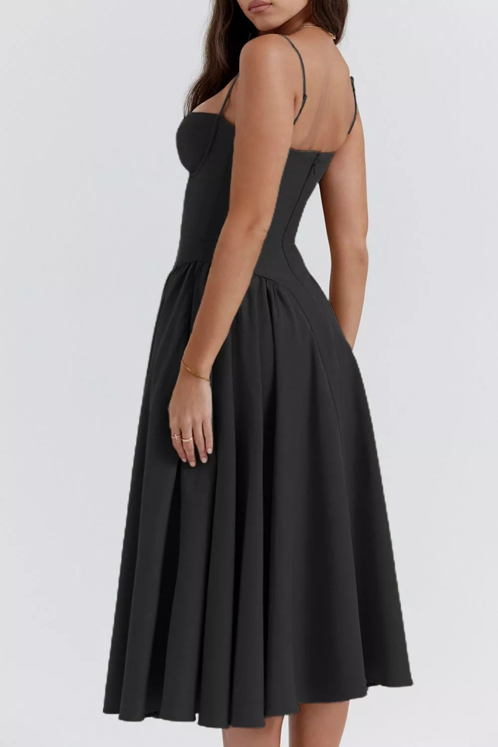 Sweetheart Neck Ruched Midi Dress