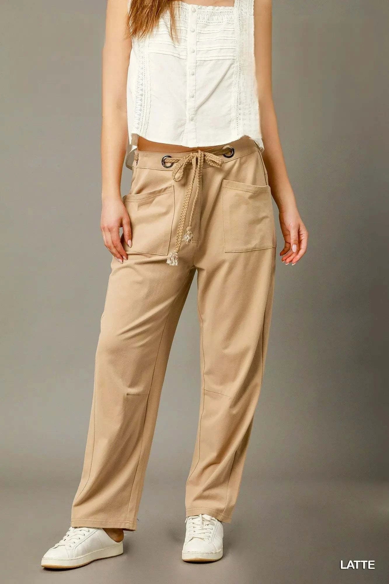Umgee Cargo-Inspired Drawstring Pants