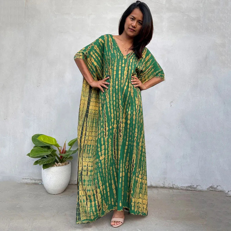 Women's Plus Size Beach Kaftan Dress – Half Sleeve Swimsuit Cover-Up