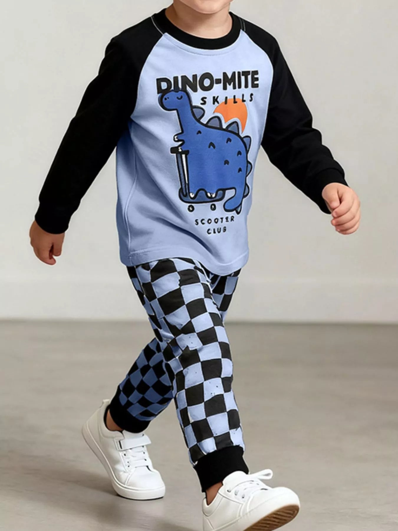 Children's Dinosaur Round Neck Top and Pants Set