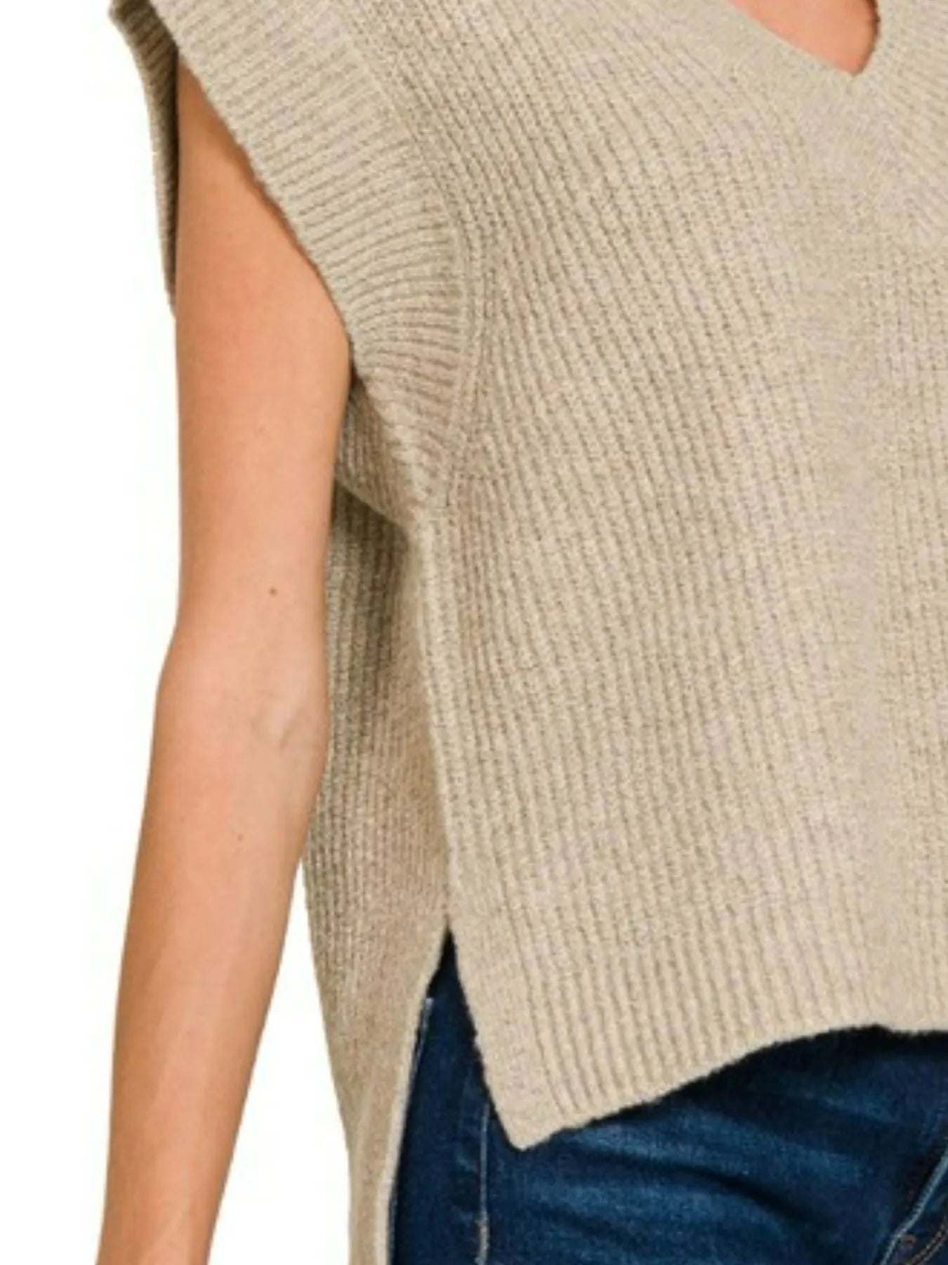 Zenana Oversized Sweater Vest with Side Slit