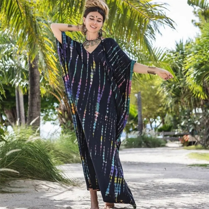 Women's Plus Size Beach Kaftan Dress – Half Sleeve Swimsuit Cover-Up