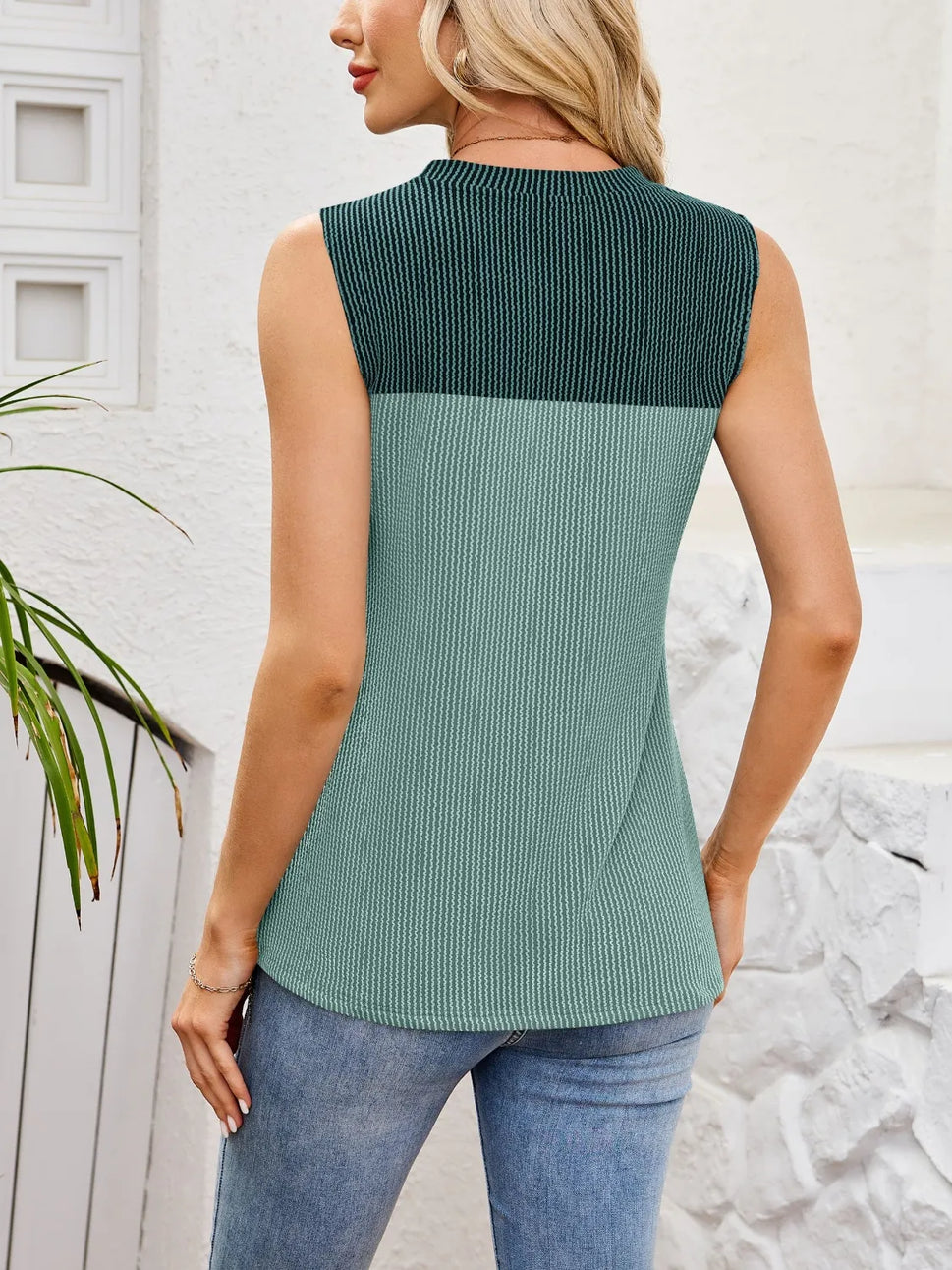 Textured Round Neck Tank