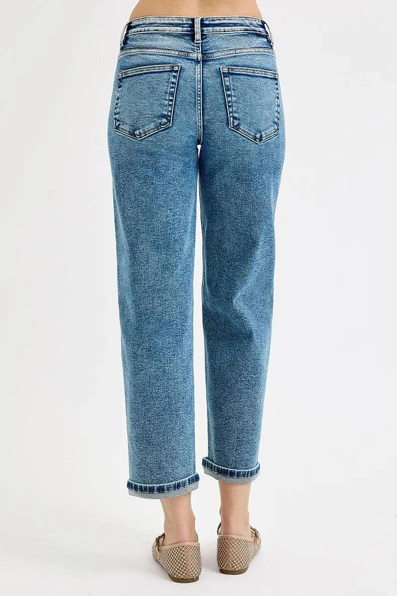 RISEN Full Size High Rise Crop Boyfriend Jeans Plus Size