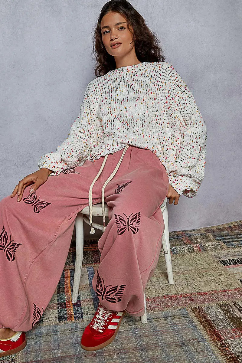 POL Round Neck Fringed Hem Sweater