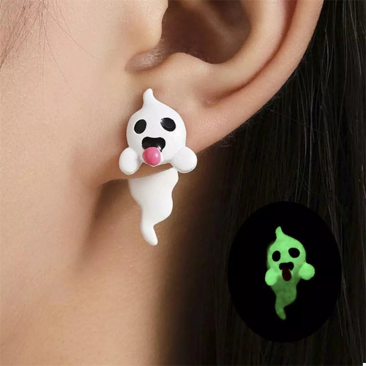 Halloween Ghost and Pumpkin Dangle Earrings