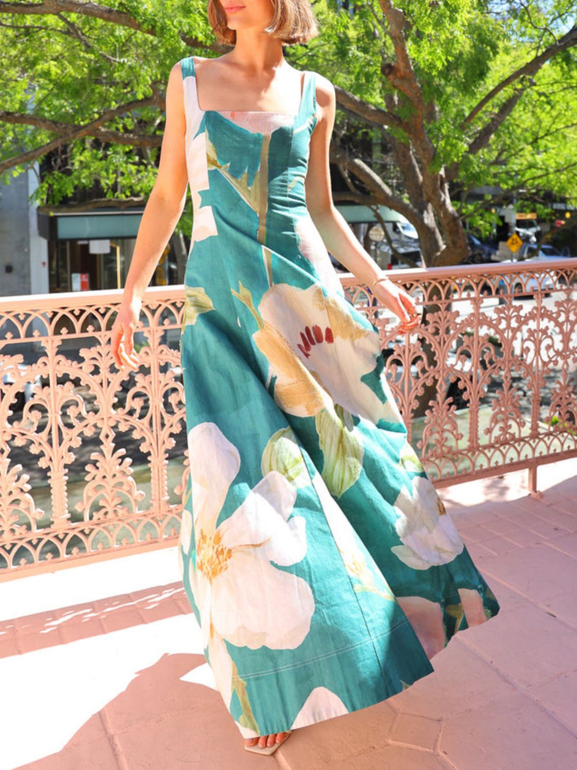 Printed Square Neck Maxi Dress