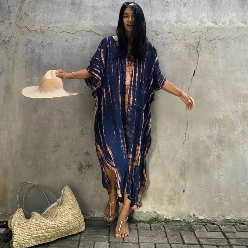 Women's Plus Size Beach Kaftan Dress – Half Sleeve Swimsuit Cover-Up