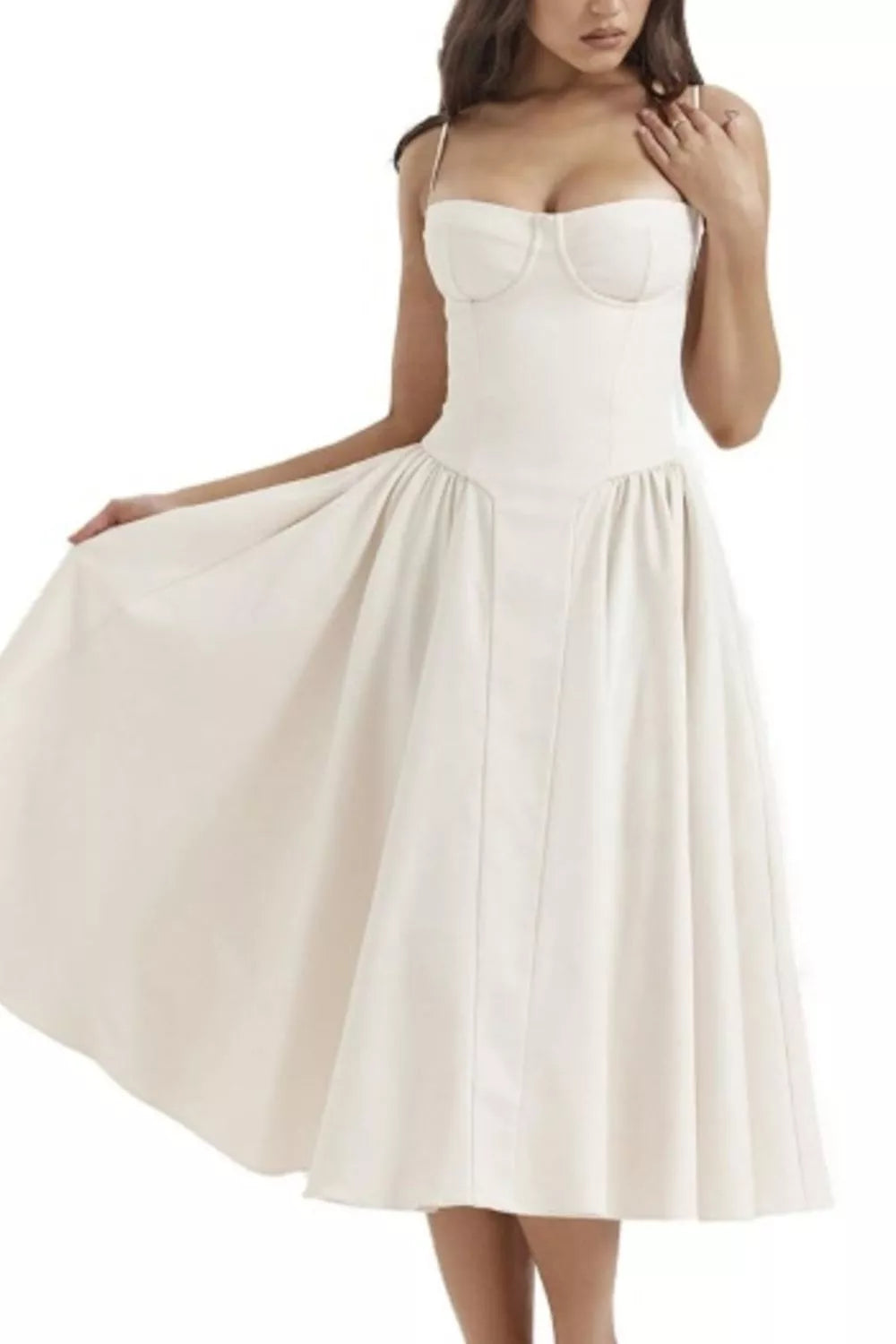 Sweetheart Neck Ruched Midi Dress