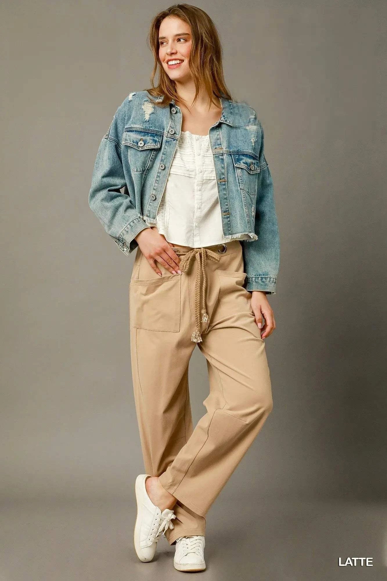 Umgee Cargo-Inspired Drawstring Pants