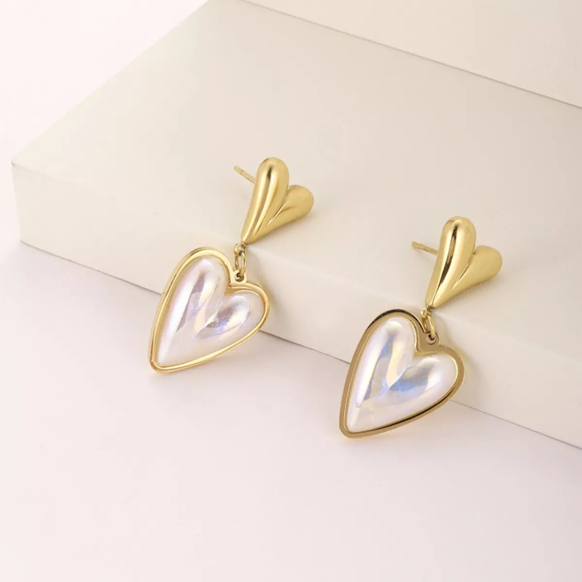 Heart-Shaped Pearl Drop Earrings