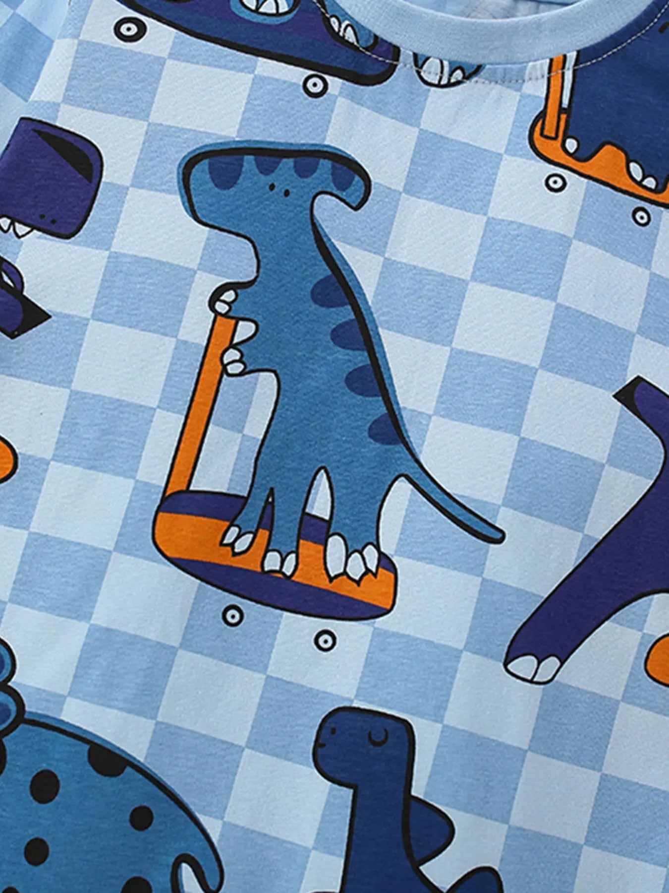 Children's Dinosaur Print Top and Pants Pajama Set
