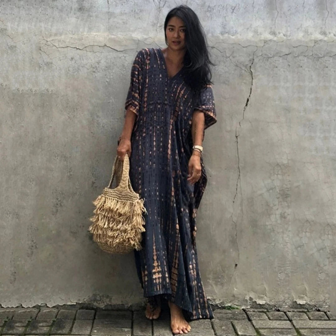 Women's Plus Size Beach Kaftan Dress – Half Sleeve Swimsuit Cover-Up