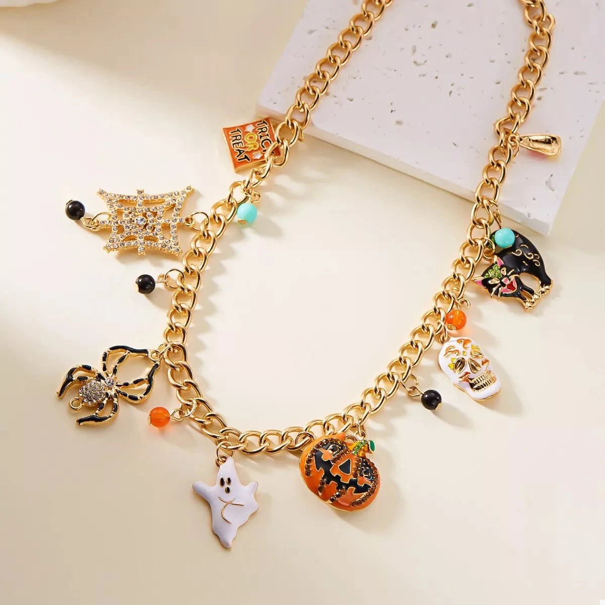 Halloween Charm Necklace with Festive Pendant Collection