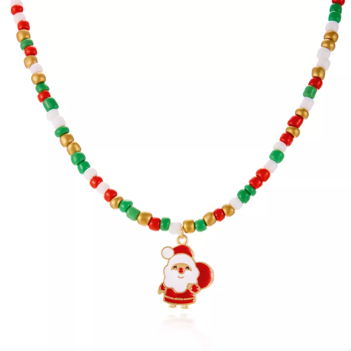 Christmas Themed Beaded Pendant Necklace