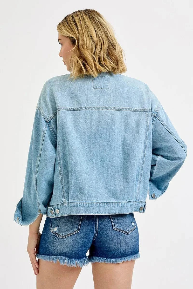 RISEN Washed Dropped Shoulder Denim Jacket