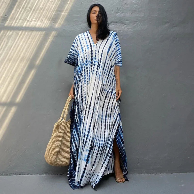 Women's Plus Size Beach Kaftan Dress – Half Sleeve Swimsuit Cover-Up