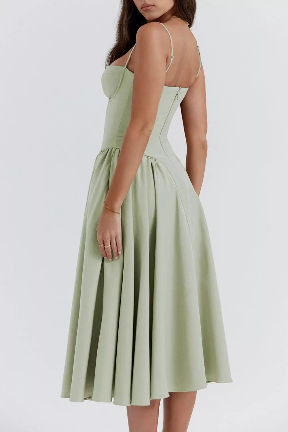 Sweetheart Neck Ruched Midi Dress