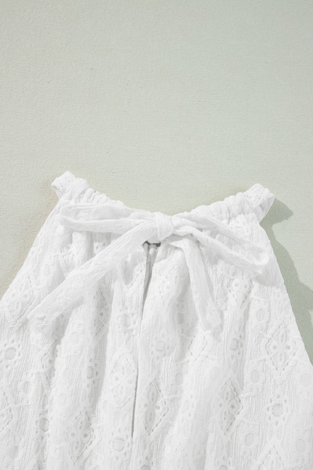 Lace Sleeveless Tied Waist Mini Dress