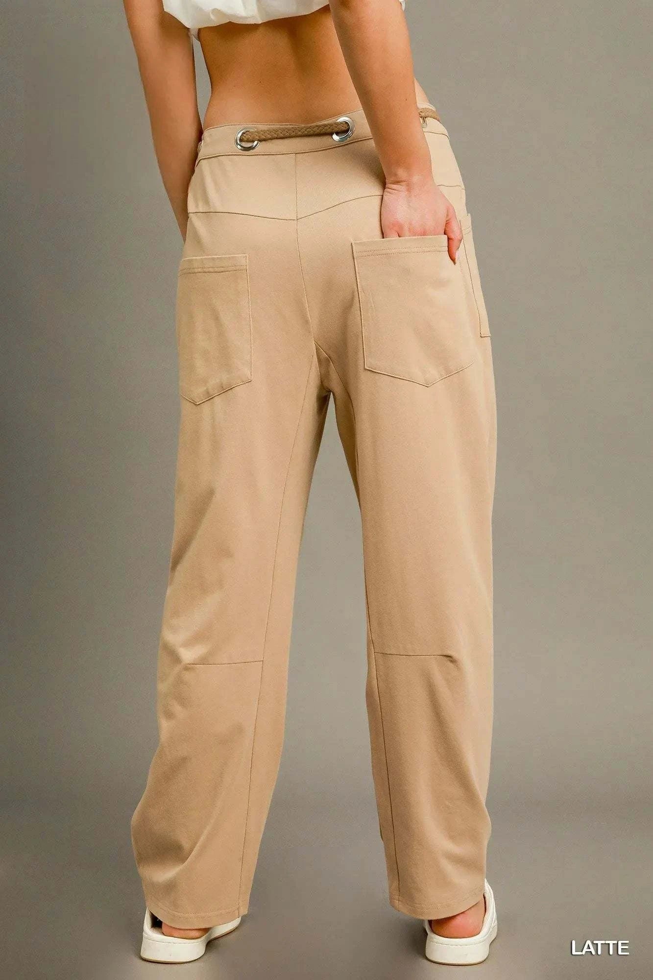 Umgee Cargo-Inspired Drawstring Pants