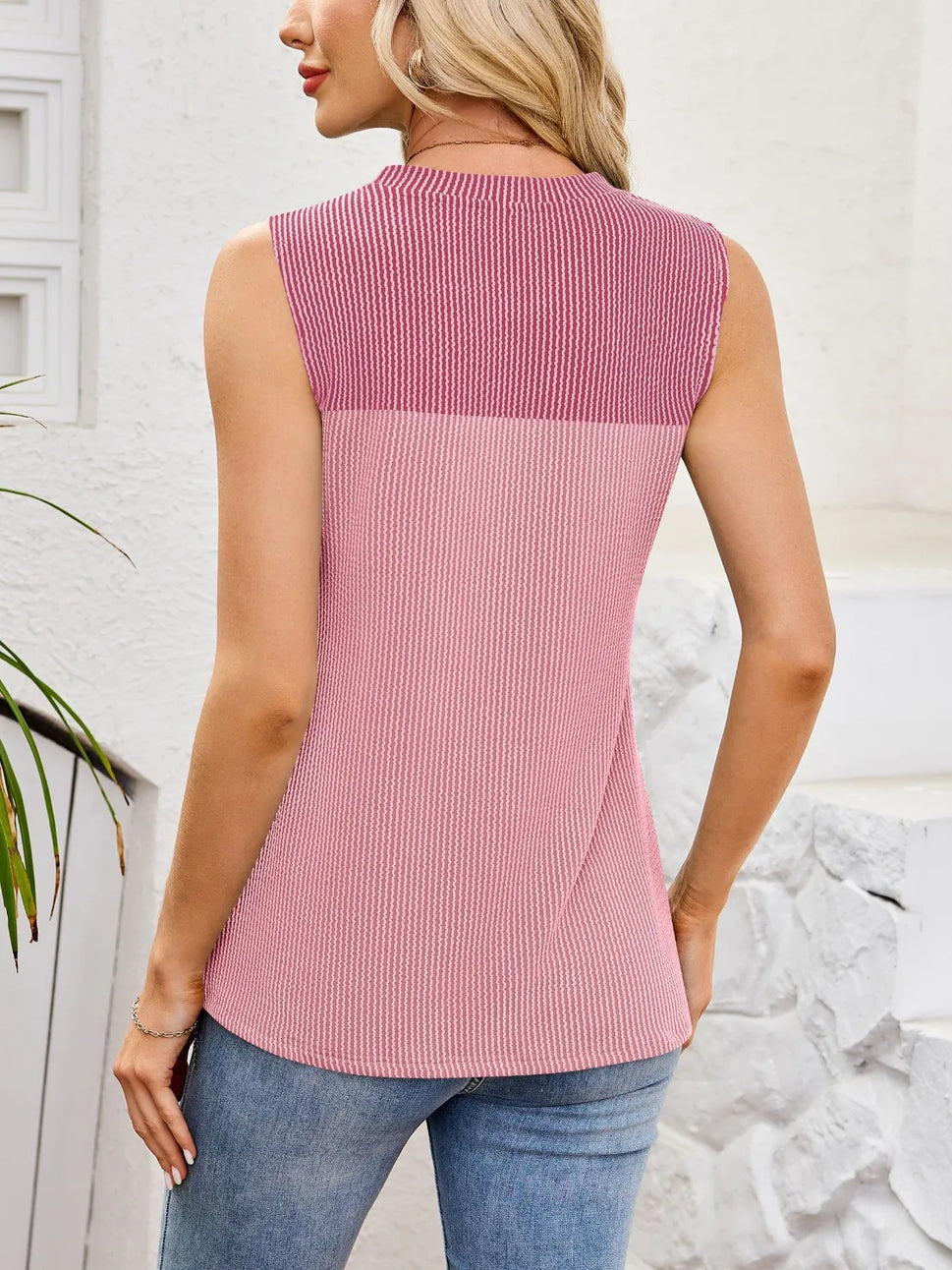 Textured Round Neck Tank