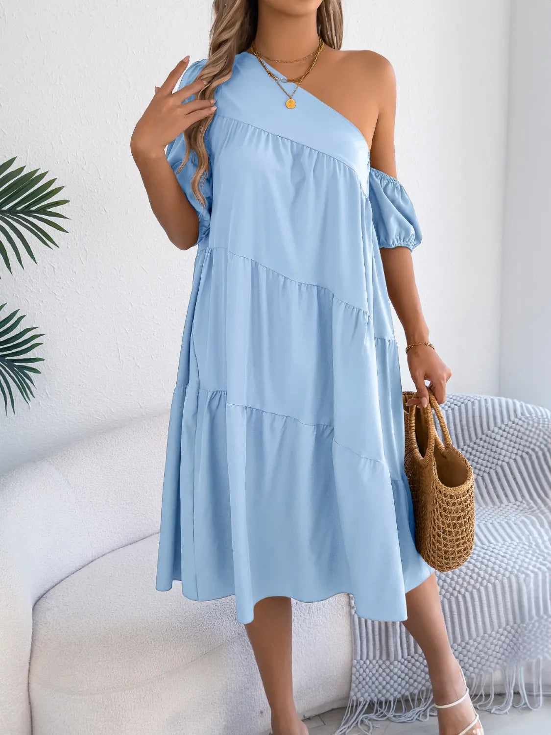 Single Shoulder Tiered Dress
