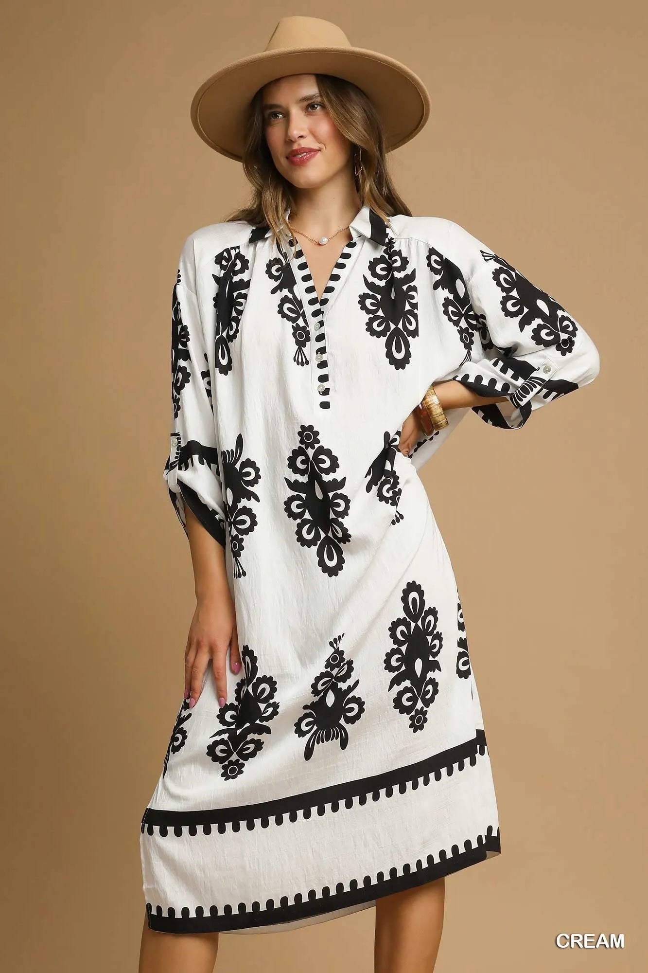 Umgee Abstract Print Midi Dress