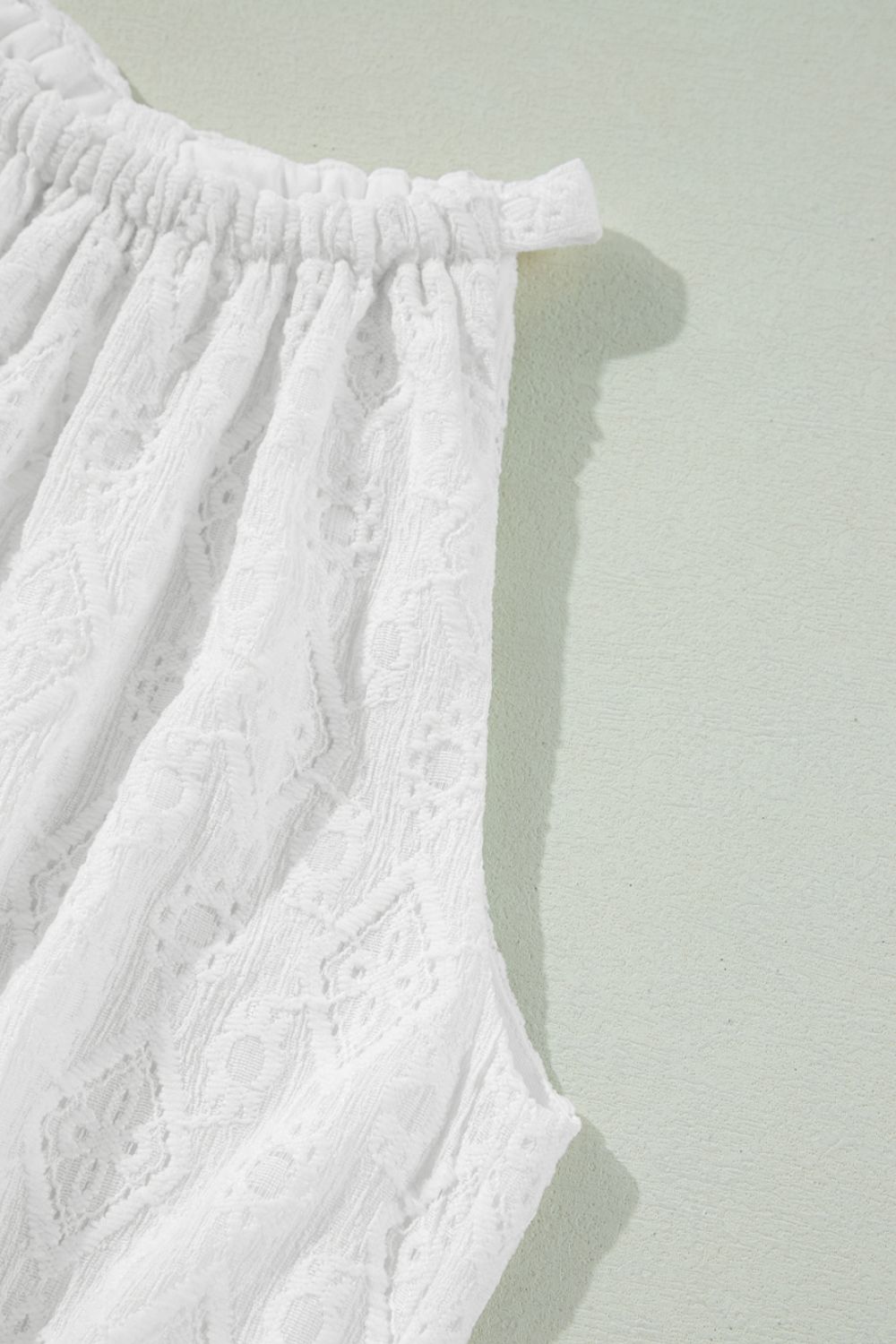 Lace Sleeveless Tied Waist Mini Dress