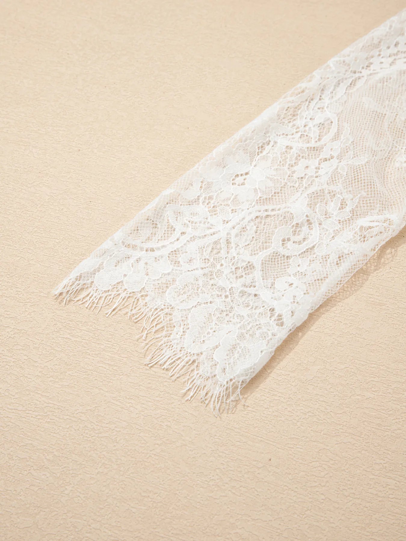 Lace Sleeve Patchwork Faux Two-piece Fuzzy Sweater