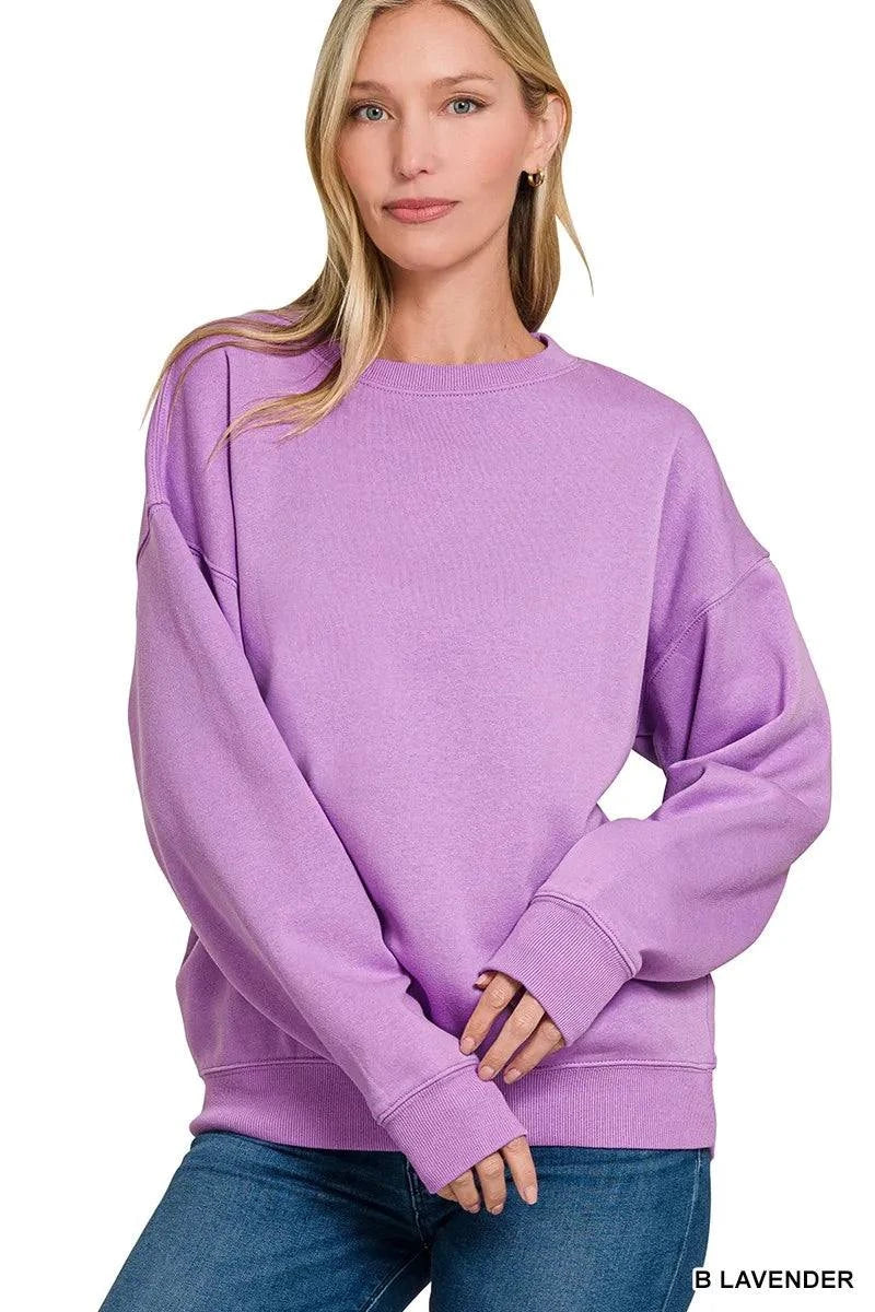 Zenana Fleece Crewneck Long Sleeve Sweatshirt