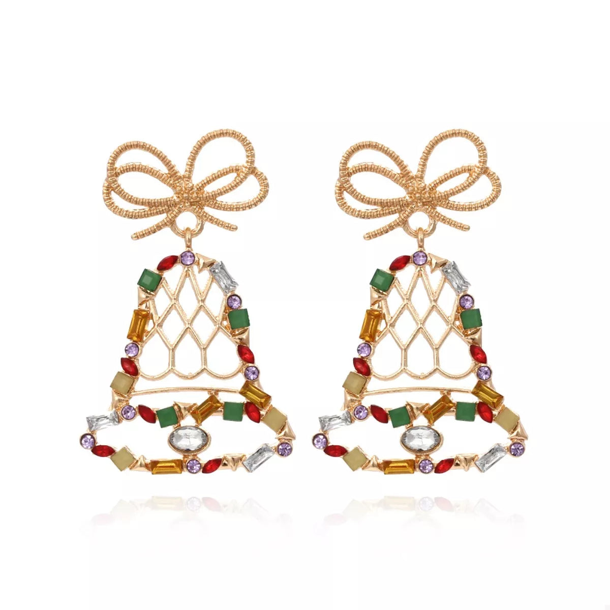 18K Gold-Plated Christmas Bell Dangle Earrings