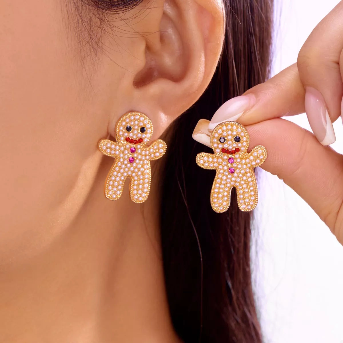Alloy Gingerbread Man Stud Earrings