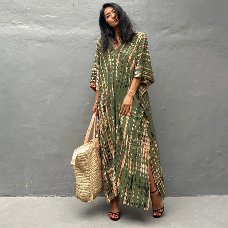 Women's Plus Size Beach Kaftan Dress – Half Sleeve Swimsuit Cover-Up