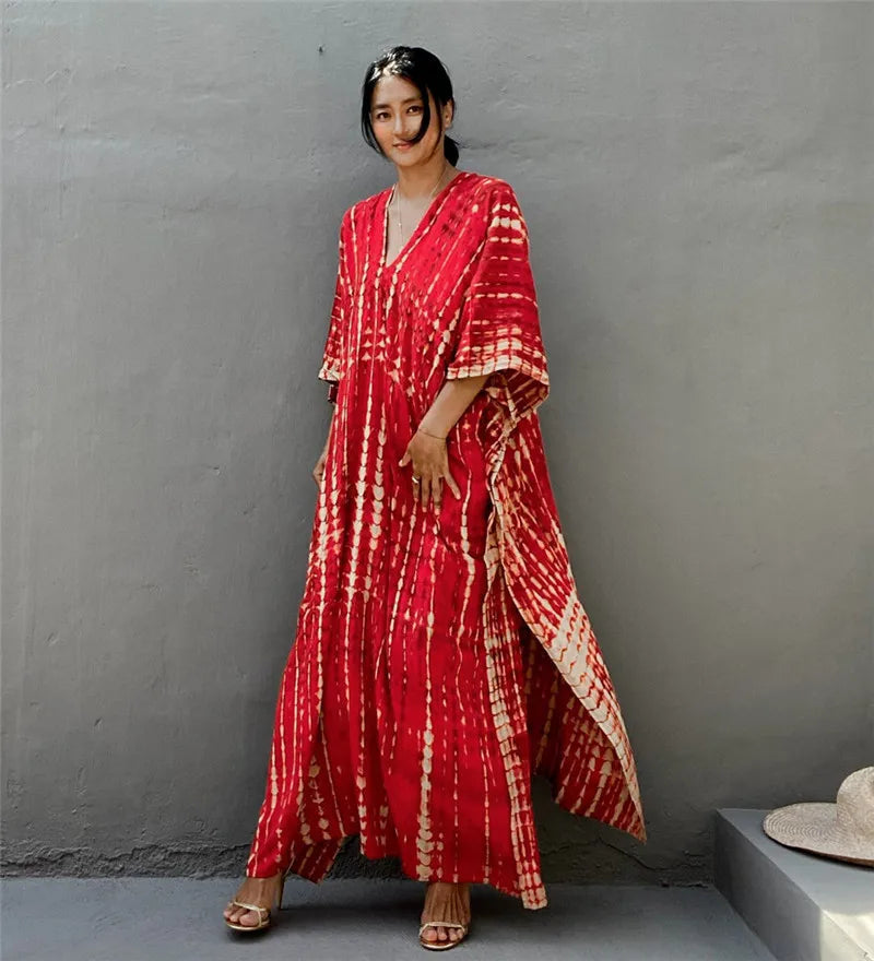 Women's Plus Size Beach Kaftan Dress – Half Sleeve Swimsuit Cover-Up