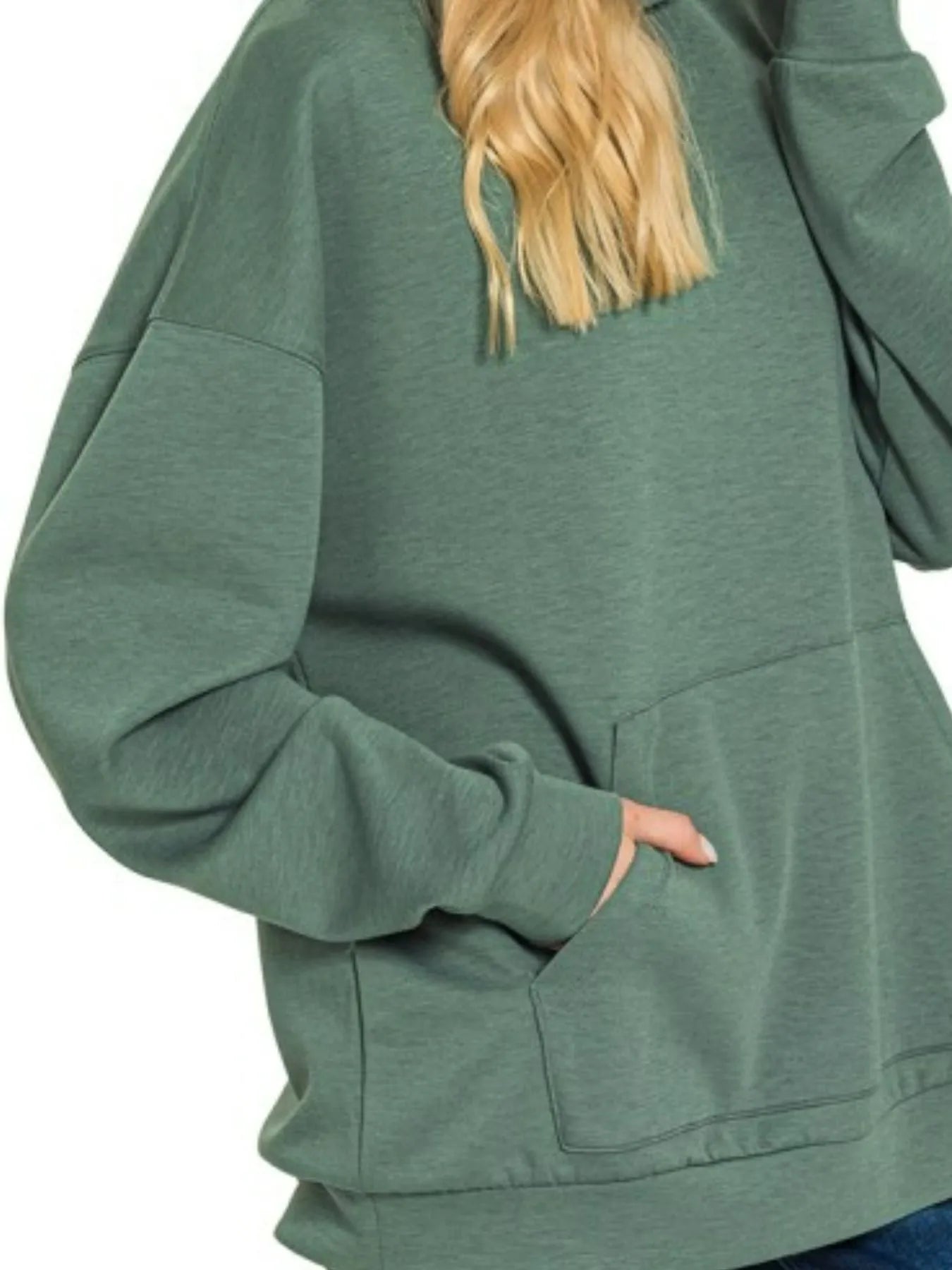 Zenana Oversized Scuba Hoodie with Kangaroo Pocket