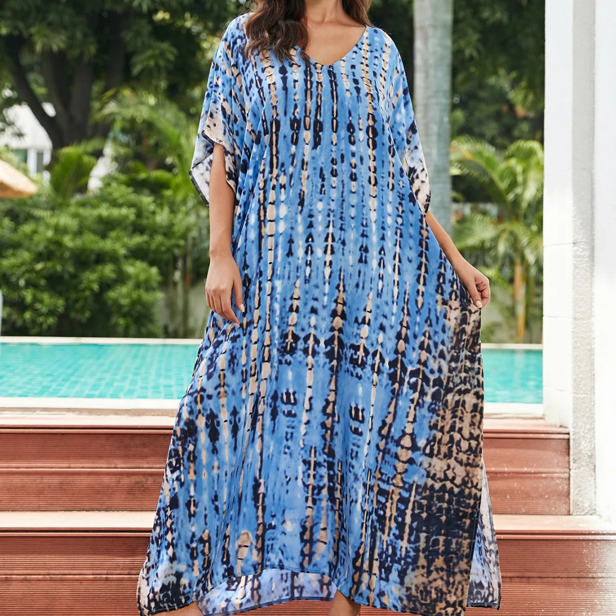 Women's Plus Size Beach Kaftan Dress – Half Sleeve Swimsuit Cover-Up