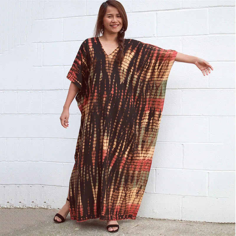 Women's Plus Size Beach Kaftan Dress – Half Sleeve Swimsuit Cover-Up