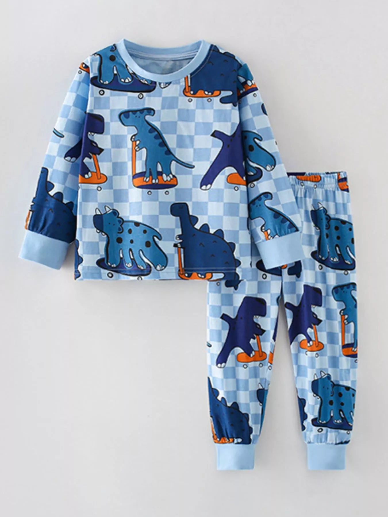Children's Dinosaur Print Top and Pants Pajama Set