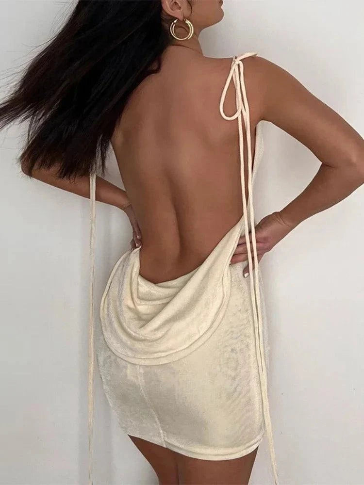 Velvet Backless Slim Mini Dress