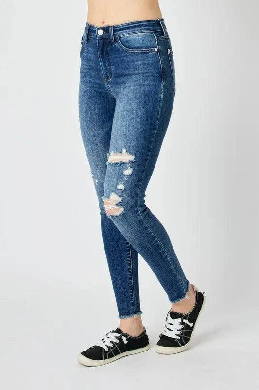 Judy Blue Full Size High Waist Distressed Skinny Jeans