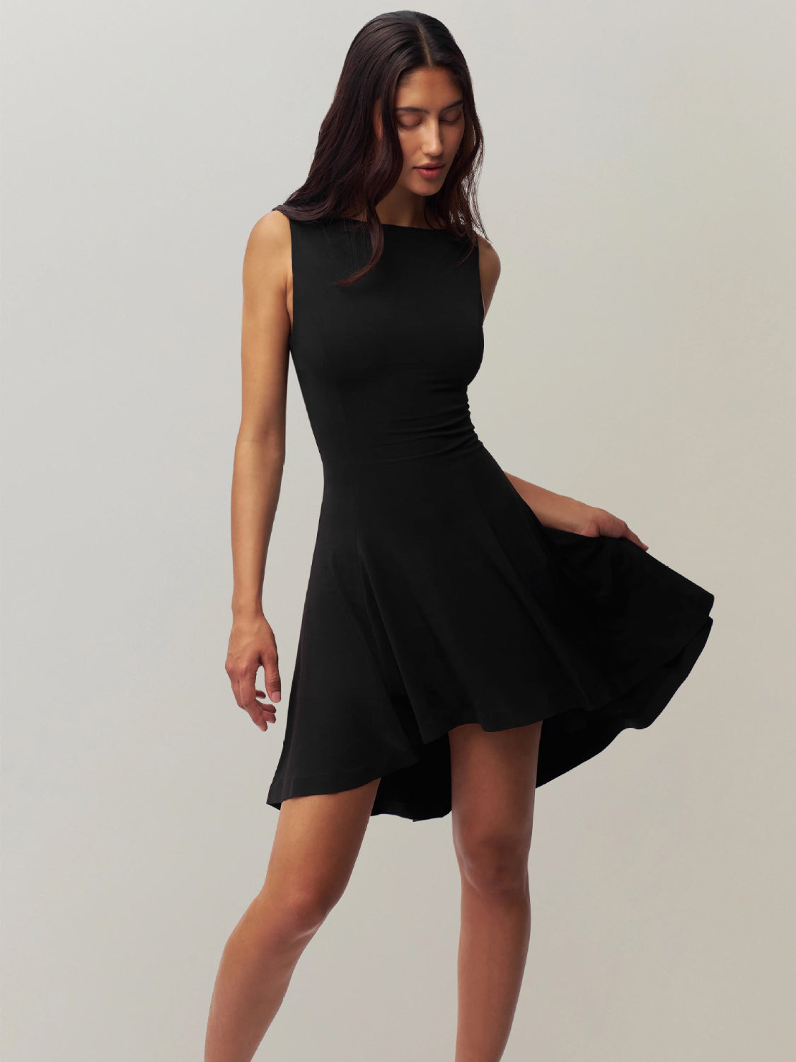 High-Low Round Neck Sleeveless Dress