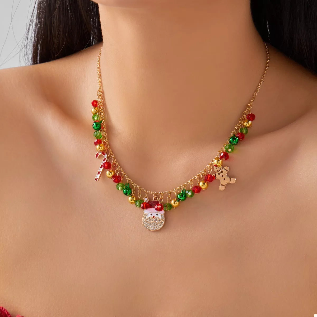 18K Gold-Plated Christmas Charm Necklace