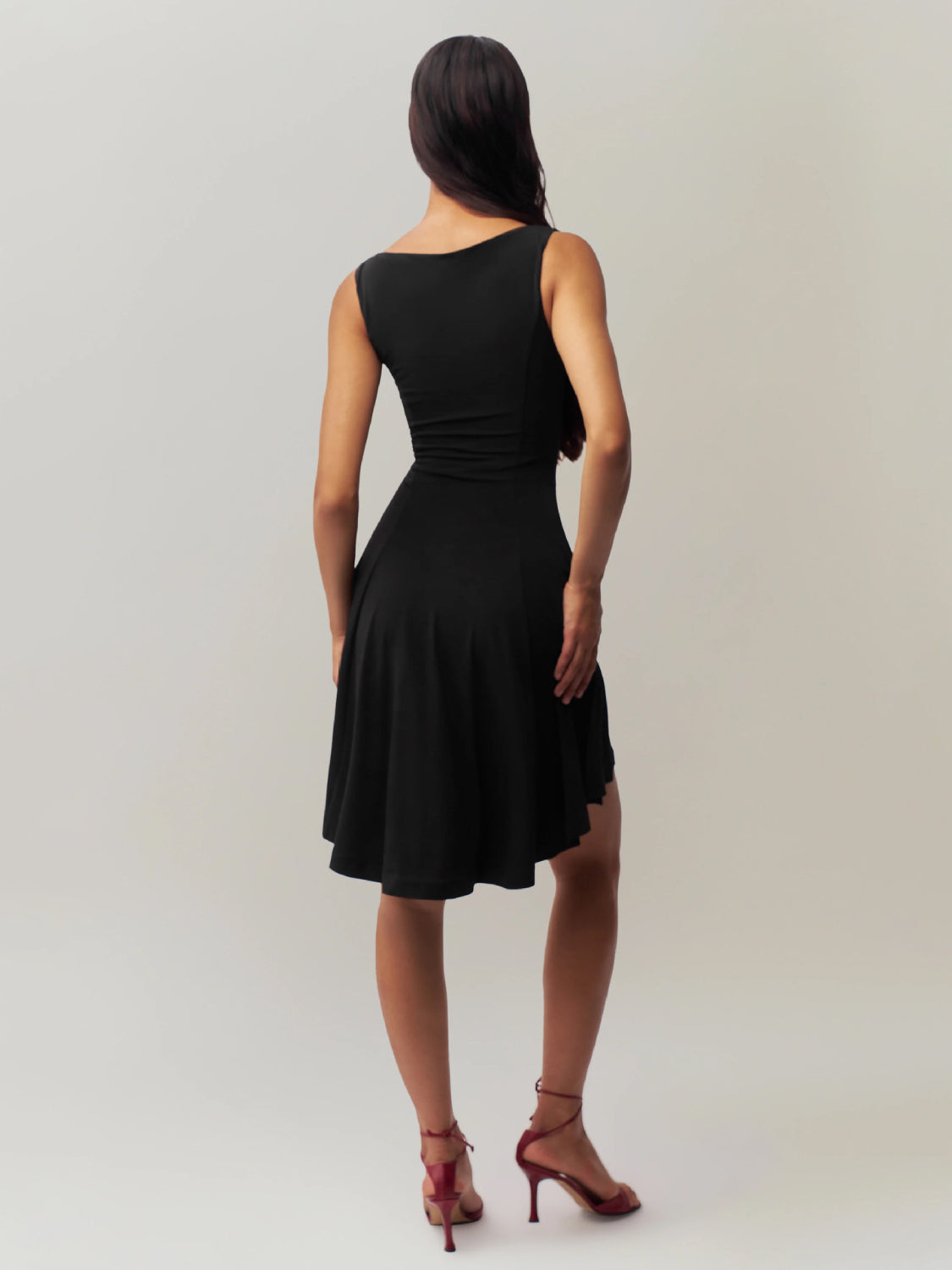 High-Low Round Neck Sleeveless Dress