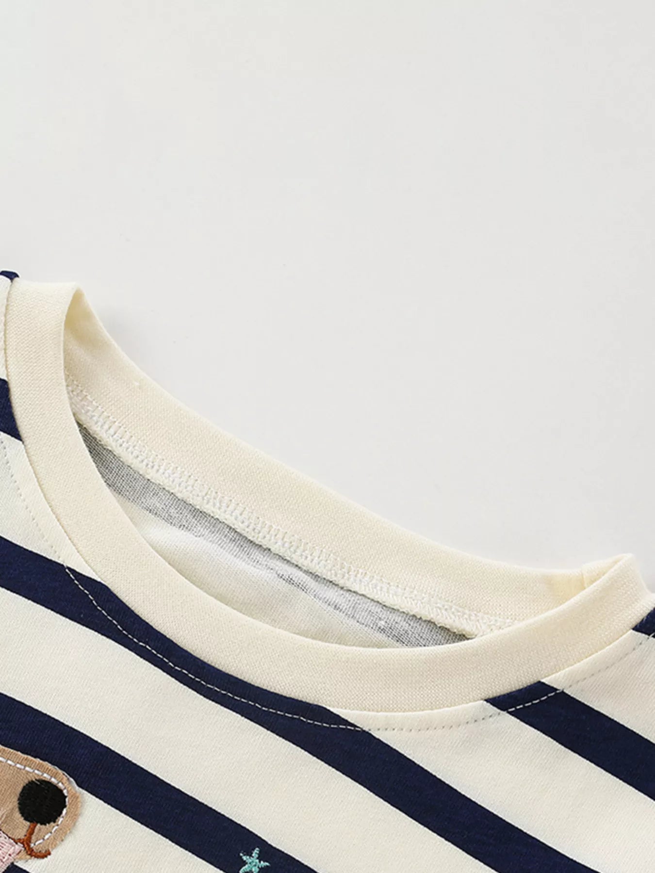 Children's Cute Dog Applique Striped Top and Pants Set