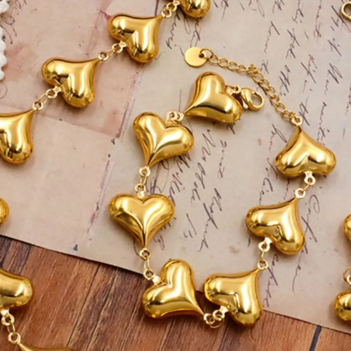 18K Gold-Plated Heart Charm Bracelet