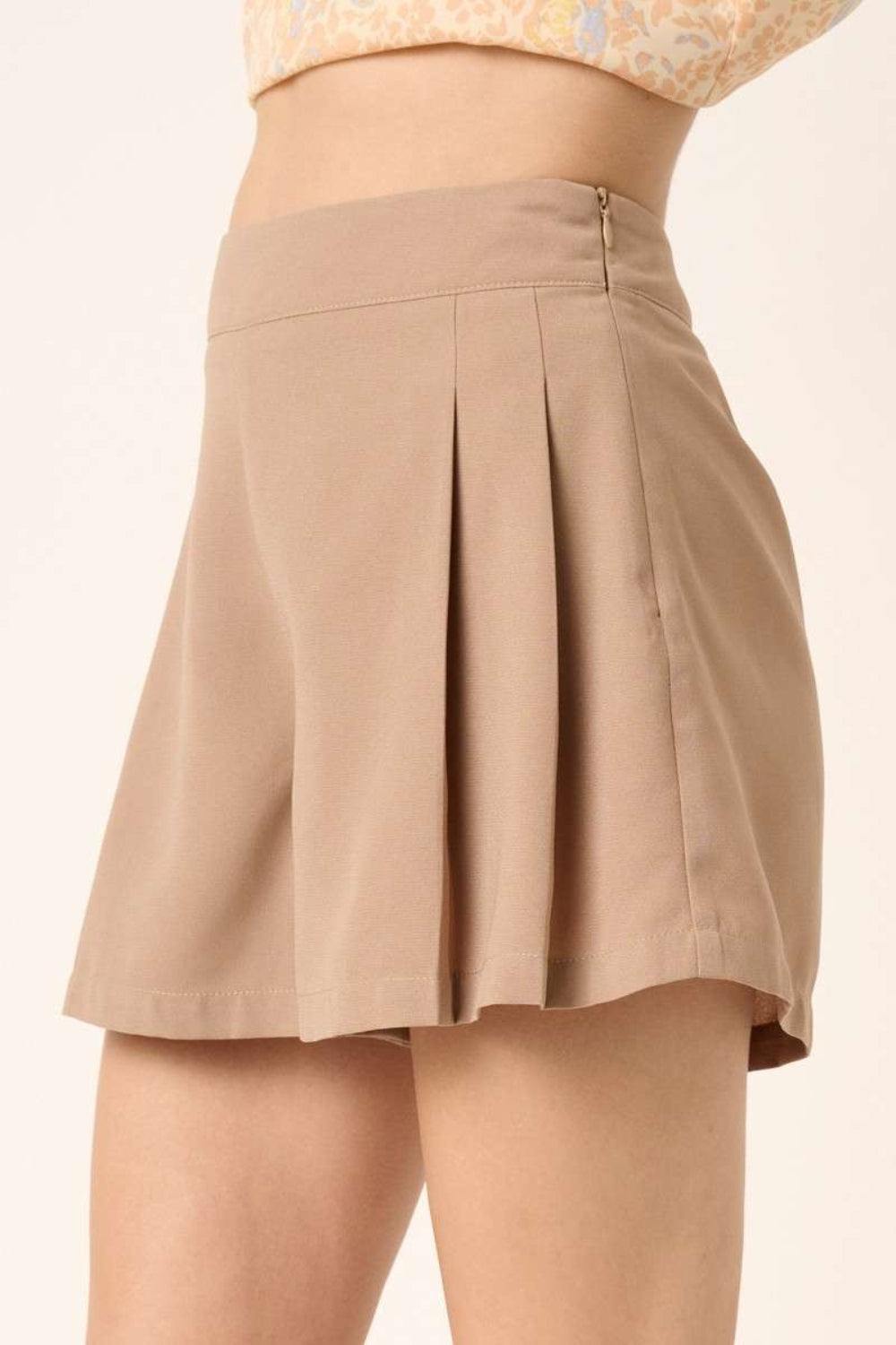 Mittoshop Side Invisible Zipper Pleated Shorts