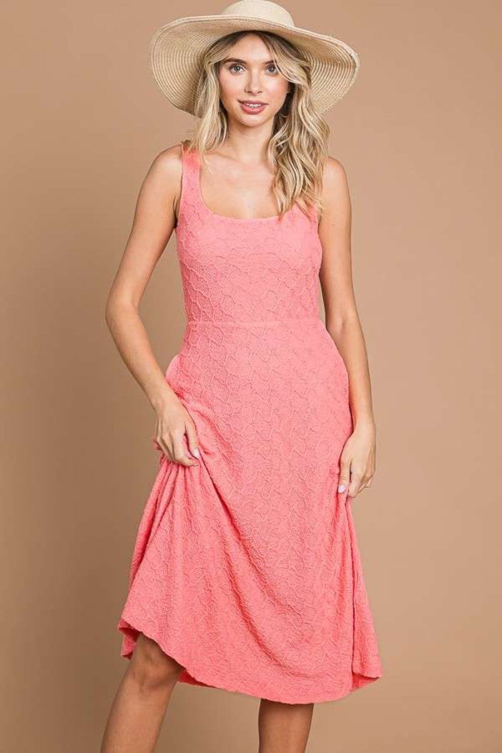 Culture Code Texture Square Neck Tank Dress with Pockets