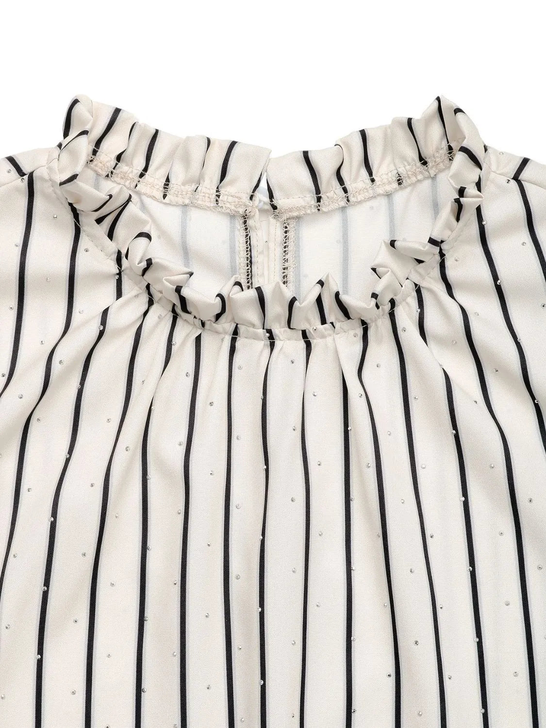 Drawstring Striped Half Sleeve Blouse